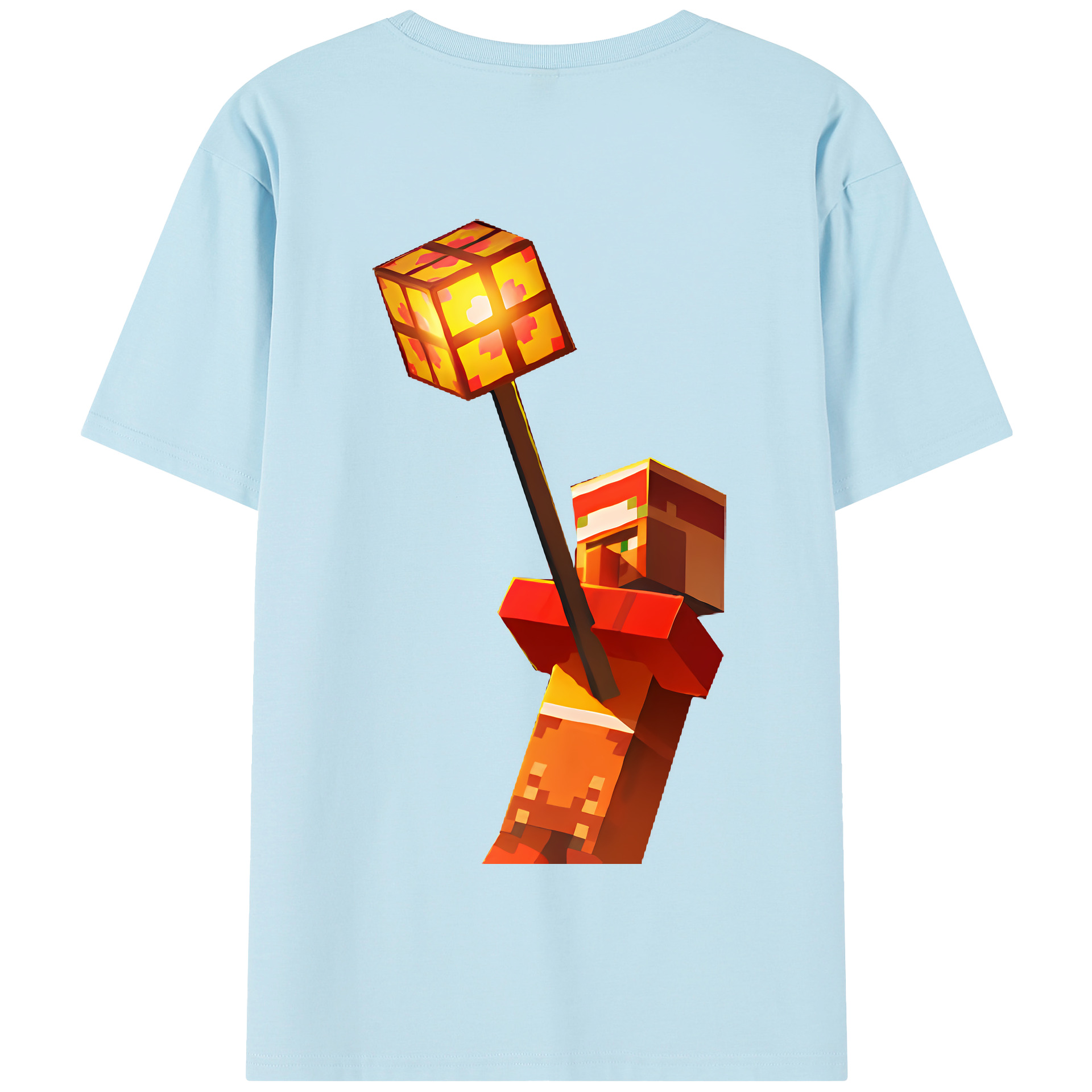 （画像用） マインクラフト ブロックの世界 Minecraft MC Block world 綿100％半袖Tシャツ（背面プリント）